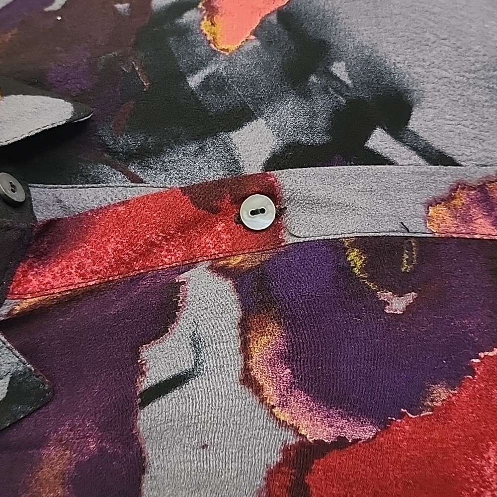Printed Button-Front Blouse - Multi Color - Picture 6 of 9